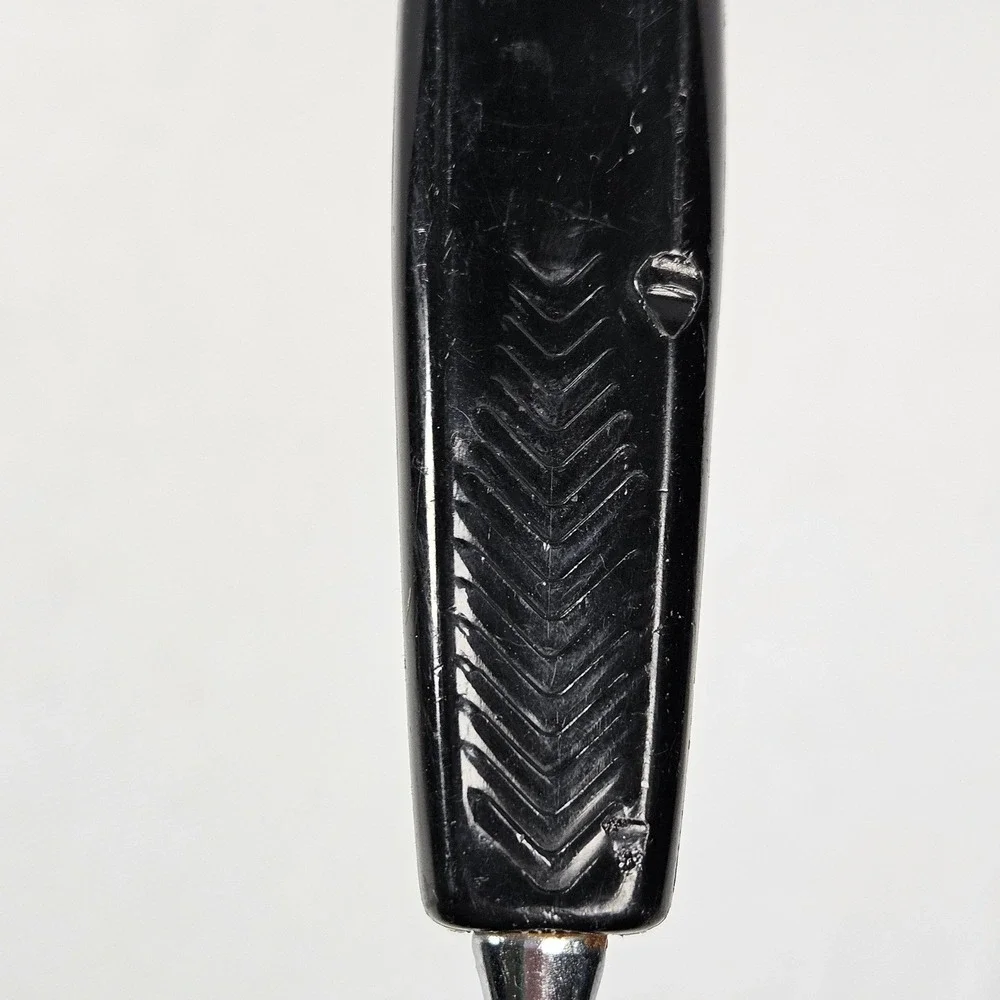 Vintage Foley USA Slotted Spatula Turner Chrome Plated Black Plastic Handle